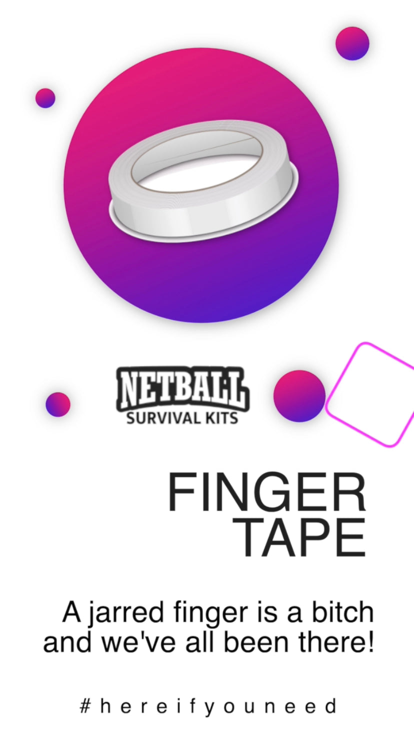 Netball Survival Kits. Finger Tape. A Jarred finger is a bitch and we've all been there! #hereifyouneed